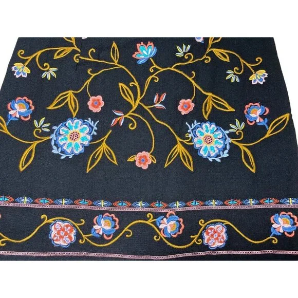 Ann Taylor Loft Skirt Womens 6 Black Floral Embroidered Mini Boho Straight NWT - Picture 3 of 8